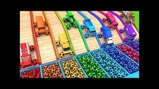 Learn Colors with 9 Street Vehicles and Assembly Monster Soccer Ball Wheels Pretend Play for Kids