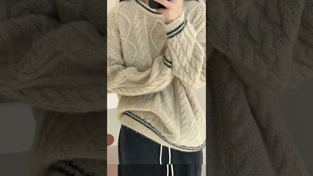 Oversized Fuzzy Cable Knit Pullover Sweater |#shorts #youtubeshorts