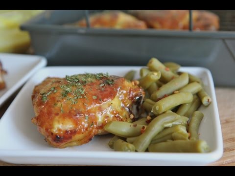 Roasted Honey Mustard BBQ Chicken Thighs