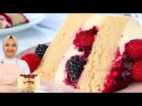 I mastered the perfect CHANTILLY CAKE recipe! Whipped cream & berry filled vanilla cake