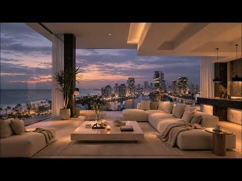 Miami Sunset Ambience 🌴 Luxury Ocean View Apartment | Calm Evening Vibes (4K)