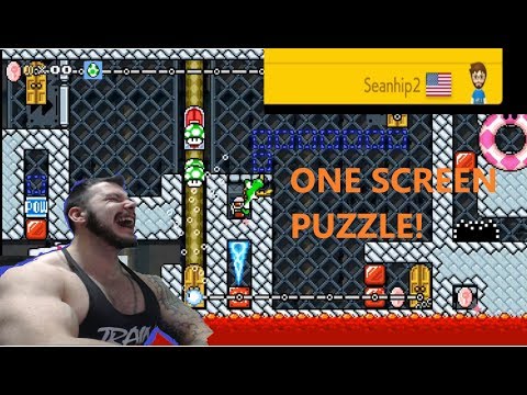 Super mario maker 2: Seanhip2 One screen puzzle, GALAXY  BRAIN!!