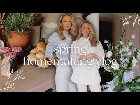 SPRING HOMEMAKING  🌸 Flower Arranging, Rhubarb Recipes  + H&M Floral Collection Try On