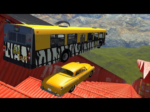 Crazy Jumps (Containers) Stairs Jumps Down - BeamNG.drive Epic Jumps (Crash Test)