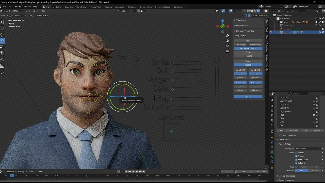 Andy Cartoon Guy Rig 3D Model