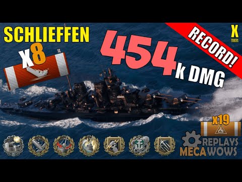 DAMAGE RECORD! Schlieffen 8 Kills & 454k Damage | World of Warships Gameplay