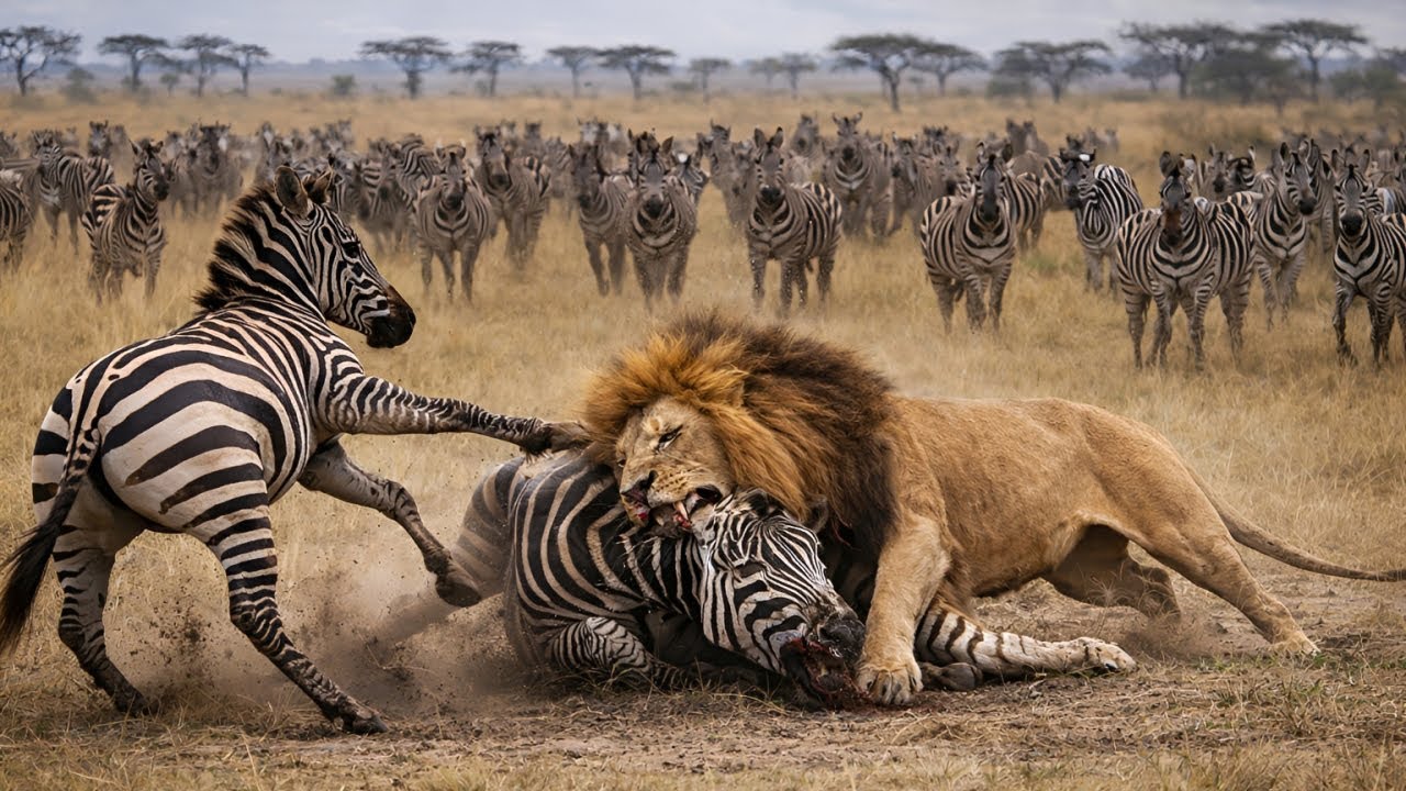 Divine Rescue - Zebra In Distress Monkey Risked His Life To Save Zebra From Lion's Jaws