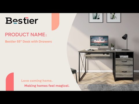 Bestier 3 Drawer File Cabinet, Decorative Fluted Wood Lateral Filing Cabinet with Caster for Home Office, Fits for A4/Letter/Legal-Sized Files, Printer Stand with Open Storage Shelves, Brown video review thumbnail