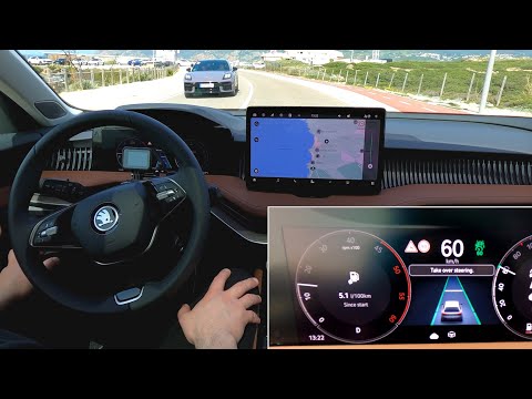 Skoda Superb 2024: Travel Assist real-life test on highway, sub-urban roads. Semi-autonomous driving