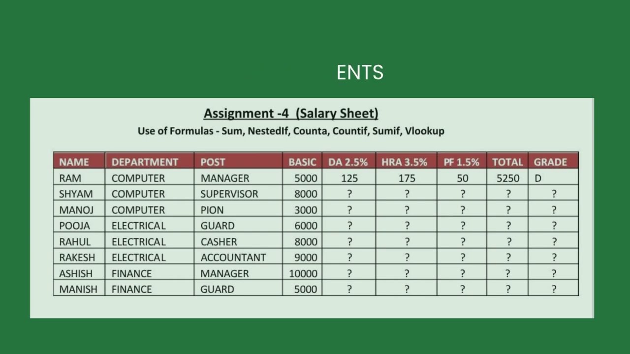Assignment 4 - Let’s solve Assignment 4 from 50 ms excel assignments