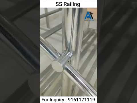 Balcony polished steel railing, for home