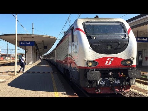 E402b.168 Livrea FB sull' IC 610 Lecce - Bologna C.le, in partenza da Rimini.