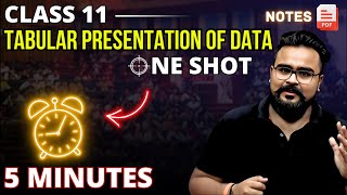 TABULAR PRESENTATION class 11 Chapter 5 ONE SHOT | Presentation of data | Statistics