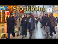 Sweden Stockholm Walk In Wet Snow And Rain 4K