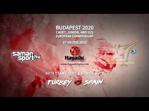 Karate WKF 2020 Budapest - Turkey vs Spain - Cadet & Junior Kata Team Male Final
