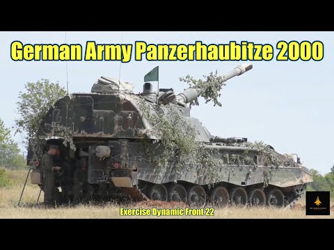 German Army Panzerhaubitze 2000 howitzers live fire Exercise - Germany