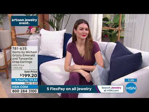 Gems By Michael Grizzly Emerald and Tanzanite Drop Earri...