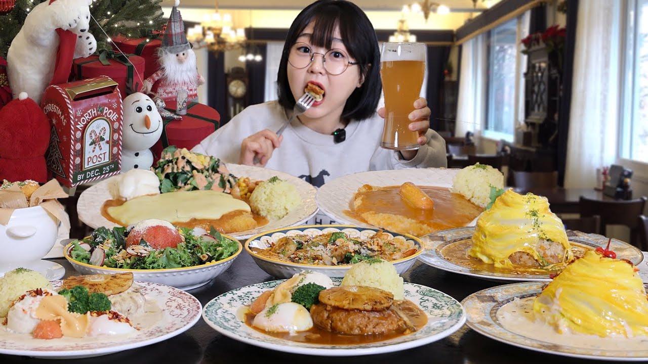 경양식 제대로 먹는 날! 돈가스 함박스테이크 오므라이스 먹방 Pork cutlet, hamburger steak, omelette rice Mukbang ASMR