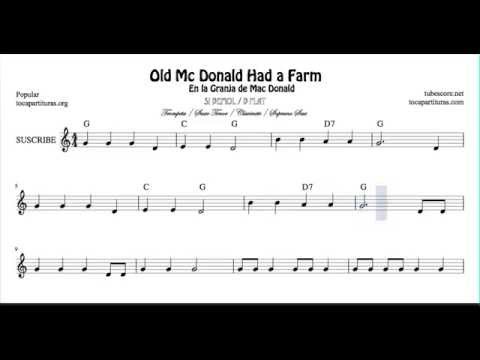 Old Mc Donald Had a Farm Sheet Music for Trumpet Clarinet Tenor Sax and Soprano Sax in B flat