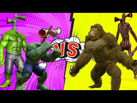 King Kong vs Siren Head vs Team Hulk