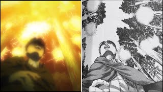 attack on titan 113 levi VS zeke manga VS anime 進撃の巨人 113話 リヴァイ 対 ジーク 漫画とアニメの比較
