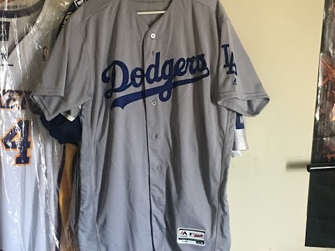 LOS ANGELES DODGERS ROAD JERSEY AUTHENTIC MLB MAJESTIC ON THE FIELD UNBOXING 4K 4/14/2017