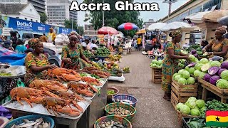 FRESH FOOD SHOPPING IN THE LARGEST FOOD MARKET IN ACCRA GHANA WEST AFR