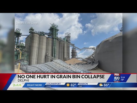 Grain bin collapses in Delphi after fire