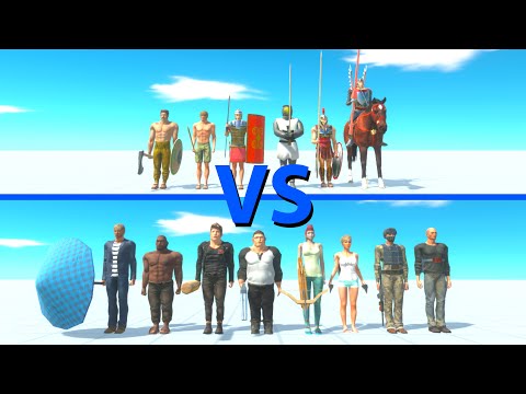 ANCIENT HUMANS Team vs MODERN HUMANS Team - Animal Revolt Battle Simulator