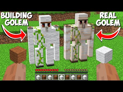 BUILDING GOLEM VS REAL GOLEM in Minecraft ! BUILD A GOLEM OF WOOL !