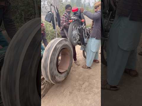 bike start Old mini engine start big tyre stunt 😱