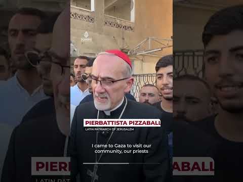 Latin Patriarch of Jerusalem Pizzaballa makes solidarity visit to Gaza | AJ #shorts