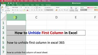 How to Unhide First Column in Excel