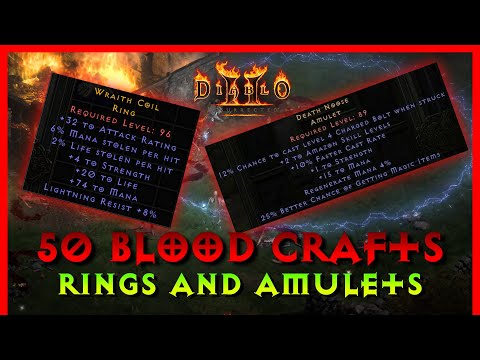 Diablo 2 Resurrected - 50 Blood Crafts, Rings and Amulets