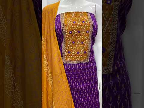 COTTON EKAT PRINT NECK PATCH HANDWORK *COTTO *GADWAL SILK GOLDEN BORDER BLOCK PRINT *_RATE.1450/