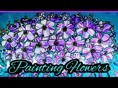 how to paint abstract flowers with acrylics for beginners/simple easy one stroke painting technique