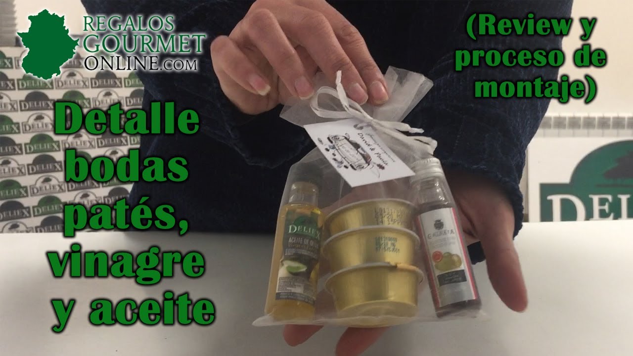 Detalle de bodas tres patés, vinagre de Jerez La Chinata y Aceite de Oliva Virgen Extra