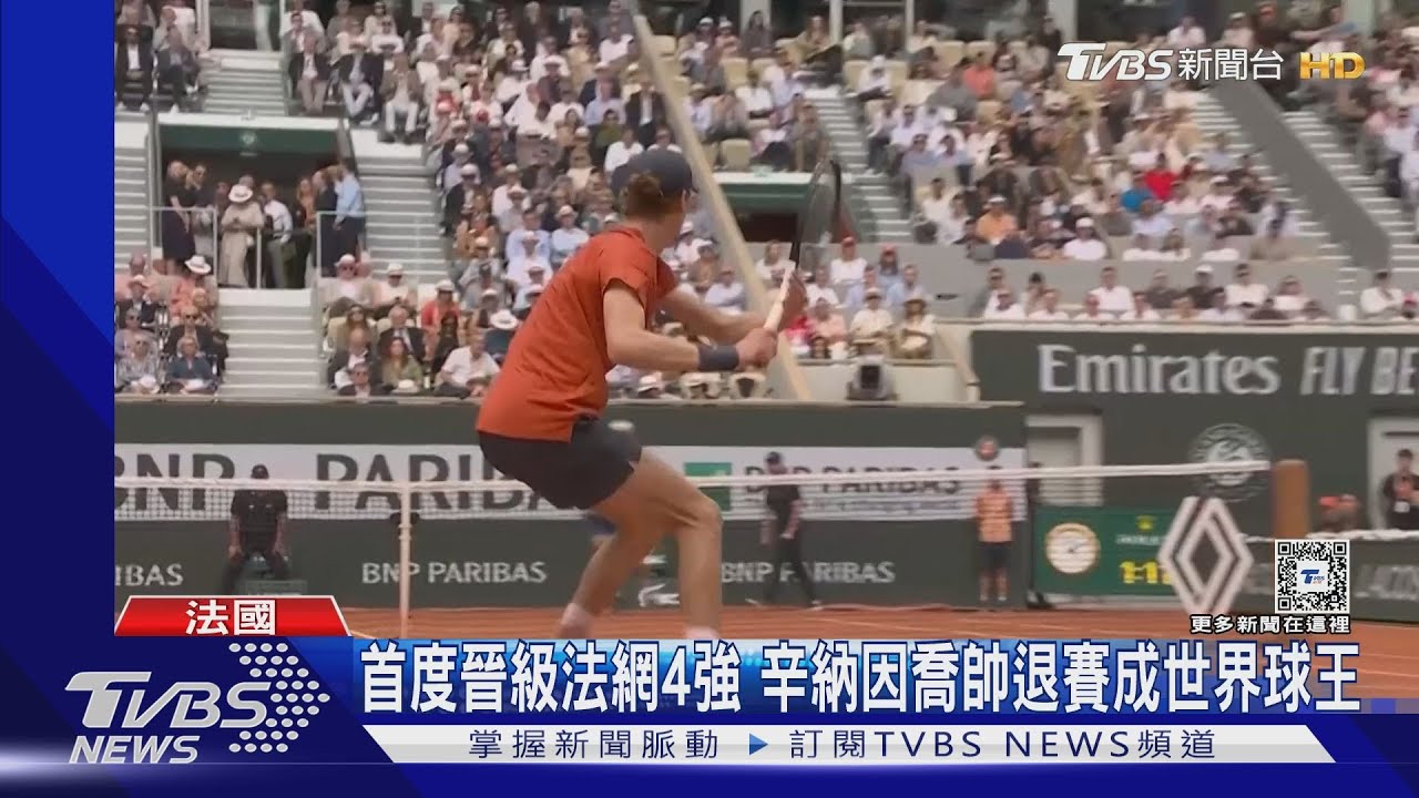 首度晉級法網4強　辛納因喬帥退賽成世界球王