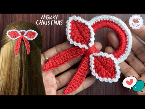 Perfect ‼️🎀 Bow Hair Tie/ How to Crochet Christmas...