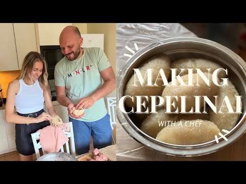 VLOG | Cooking the Lithuanian dish 'Cepelinai' with a chef | Lithuania road trip | Dena Simaite
