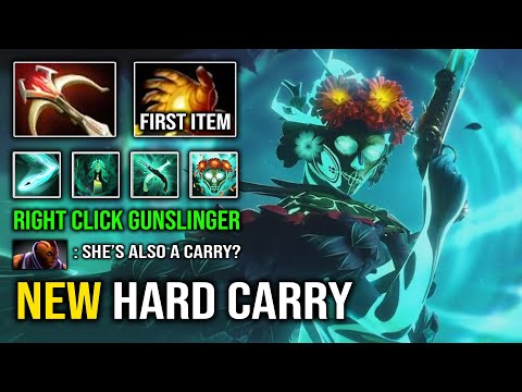 NEW HERO SAFELANE CARRY Full Right Click Muerta +46K Damage First Item Midas Dota 2