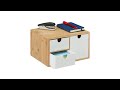 Schubladenbox Bambus & MDF 3 Fächer Braun - Weiß - Bambus - Holzwerkstoff - 25 x 15 x 20 cm