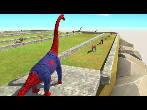 SPIDER-MAN BRACHIOSAURS DEATH RUN TOUR - Animal Revolt Battle Simulator