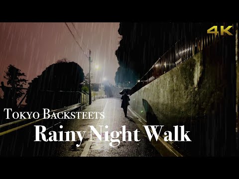 [4K] A Rainy Nightwalk Around Ikegami Backstreets in Tokyo, Japan.