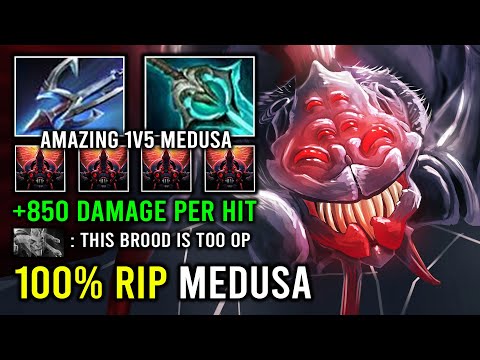 How to 100% Delete OP Medusa From Offlane +850 Damage Per Hit with Disperser Broodmother Dota 2