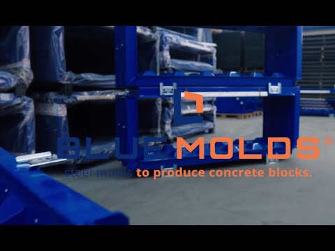 Blue Molds® New Generation 2024 steel molds for interlocking concrete blocks.
