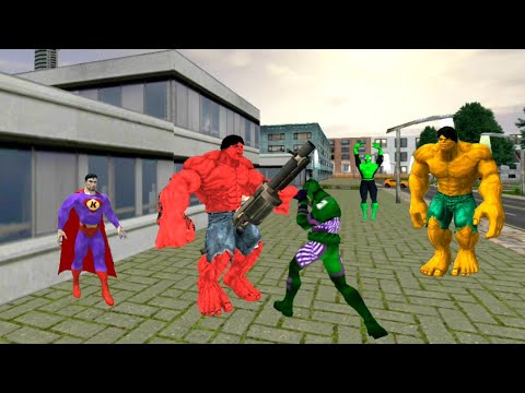 Flying Captain Hero Vs Red Hulk Vs Superman Vs Monster | Flying Captain Superhero City Battle
