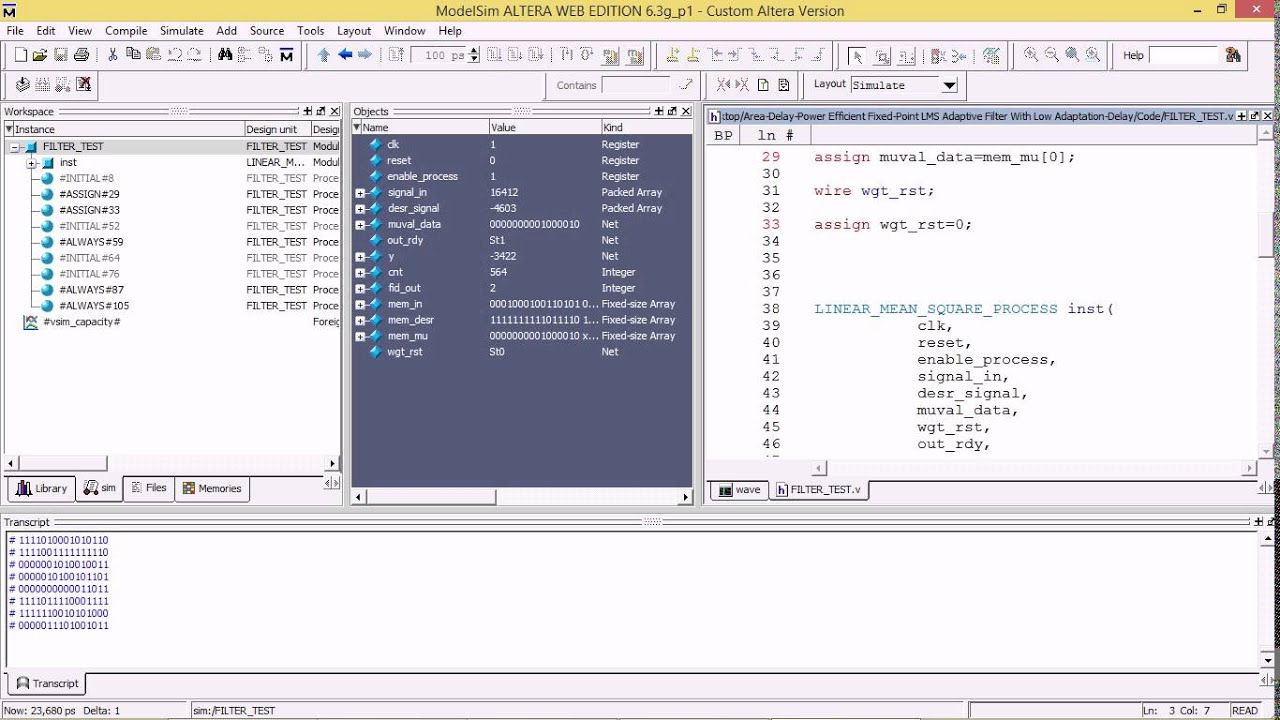AREA DELAY POWER EFFICIENT FIXED POINT LMS ADAPTIVE FILTER WITH LOW ADAPTATION DELAY
