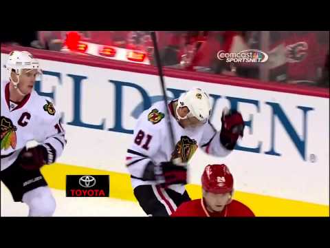 Marian Hossa goal 2 Feb 2013 Chicago Blackhawks vs Calgary Flames NHL Hockey
