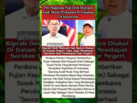 Perdana menteri Malaysia memberikan pujian kepada Deddy Mulyadi#trendingshorts#viralshort#fyp#kdm